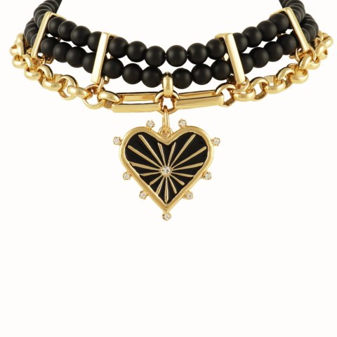 Choker z onyksami i sercem z kolekcji Bella (C23/ZWE/05AU) Choker z onyksami i sercem z kolekcji Bella (C23/ZWE/05AU)