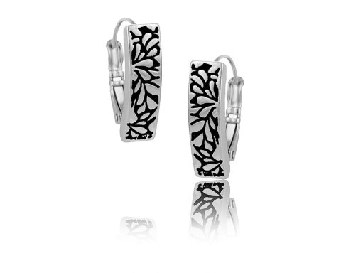 Kolczyki z czarnymi wzorami z kolekcji Classic (P14377AG) Kolczyki z czarnymi wzorami z kolekcji Classic (P14377AG)