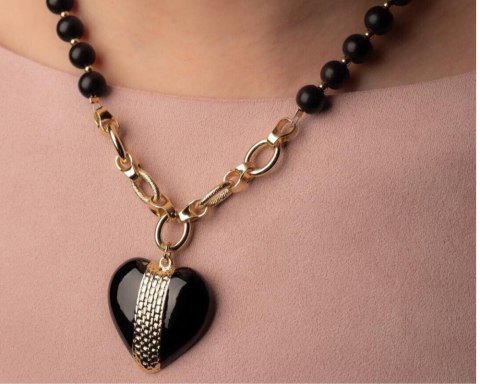 Naszyjnik z onyksów z sercem z kolekcji Heart Harmony (C23/ZIM/29AU) Naszyjnik z onyksów z sercem z kolekcji Heart Harmony (C23/ZIM/29AU)