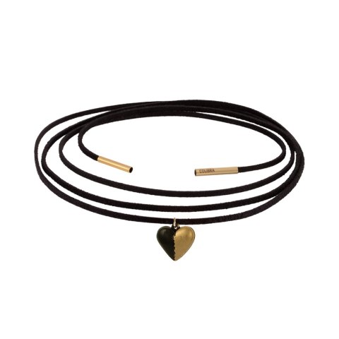 Czarny choker z czarno złotym serduszkiem, wiązany z przodu (C24/WIO/84/2AU) Czarny choker z czarno złotym serduszkiem, wiązany z przodu (C24/WIO/84/2AU)