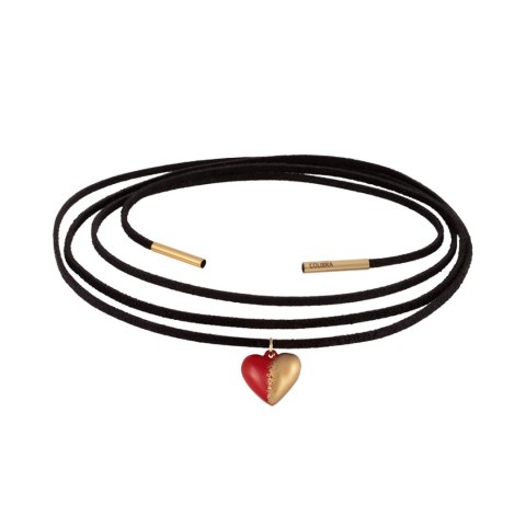 Czarny choker z czerwono złotym serduszkiem, wiązany z przodu (C24/WIO/84/3AU) Czarny choker z czerwono złotym serduszkiem, wiązany z przodu (C24/WIO/84/3AU)