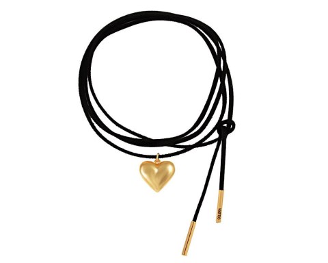 Czarny choker ze złotym pękatym serduszkiem, wiązany z przodu (C24/WIO/05AU) Czarny choker ze złotym pękatym serduszkiem, wiązany z przodu (C24/WIO/05AU)