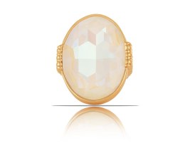 Pierścionek z dużym, opalenizującym, mieniącym się kamieniem White Opal z kolekcji Primero (R23/ZIM/113/2AU)