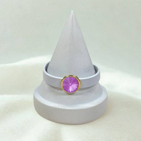 Skórzana, biała bransoletka z kryształem Primero (B24/JES/77AU)