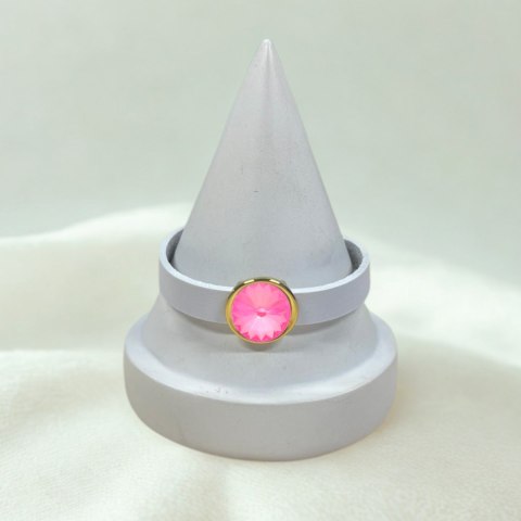 Skórzana, biała bransoletka z kryształem Primero (B24/JES/77AU)