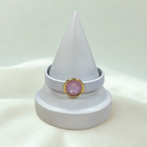 Skórzana, biała bransoletka z kryształem Primero (B24/JES/77AU)