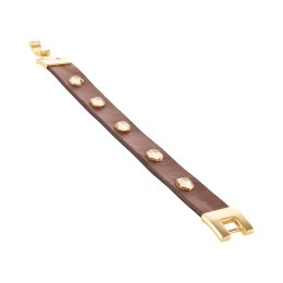 Czekoladowa skórzana bransoletka z kryształkami (LV25/JES/15AU)