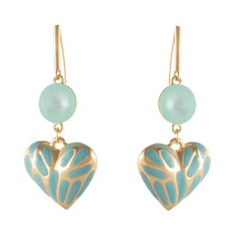 Kolczyki gniecione, miętowe serca z kryształkami (P25/JES/18AU)