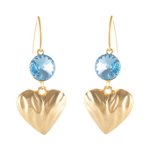 Kolczyki gniecione serca z kryształkami (P25/JES/16AU)