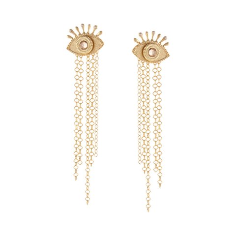 Kolczyki oczy z kryształami, z wiszącymi łańcuszkami (P25/JES/02AU)